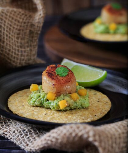 Bobby Flay Scallops With Avocado Corn Relish