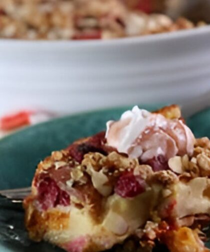 Apricot And Raspberry Granola Gratin With Raspberry Honey Yogurt