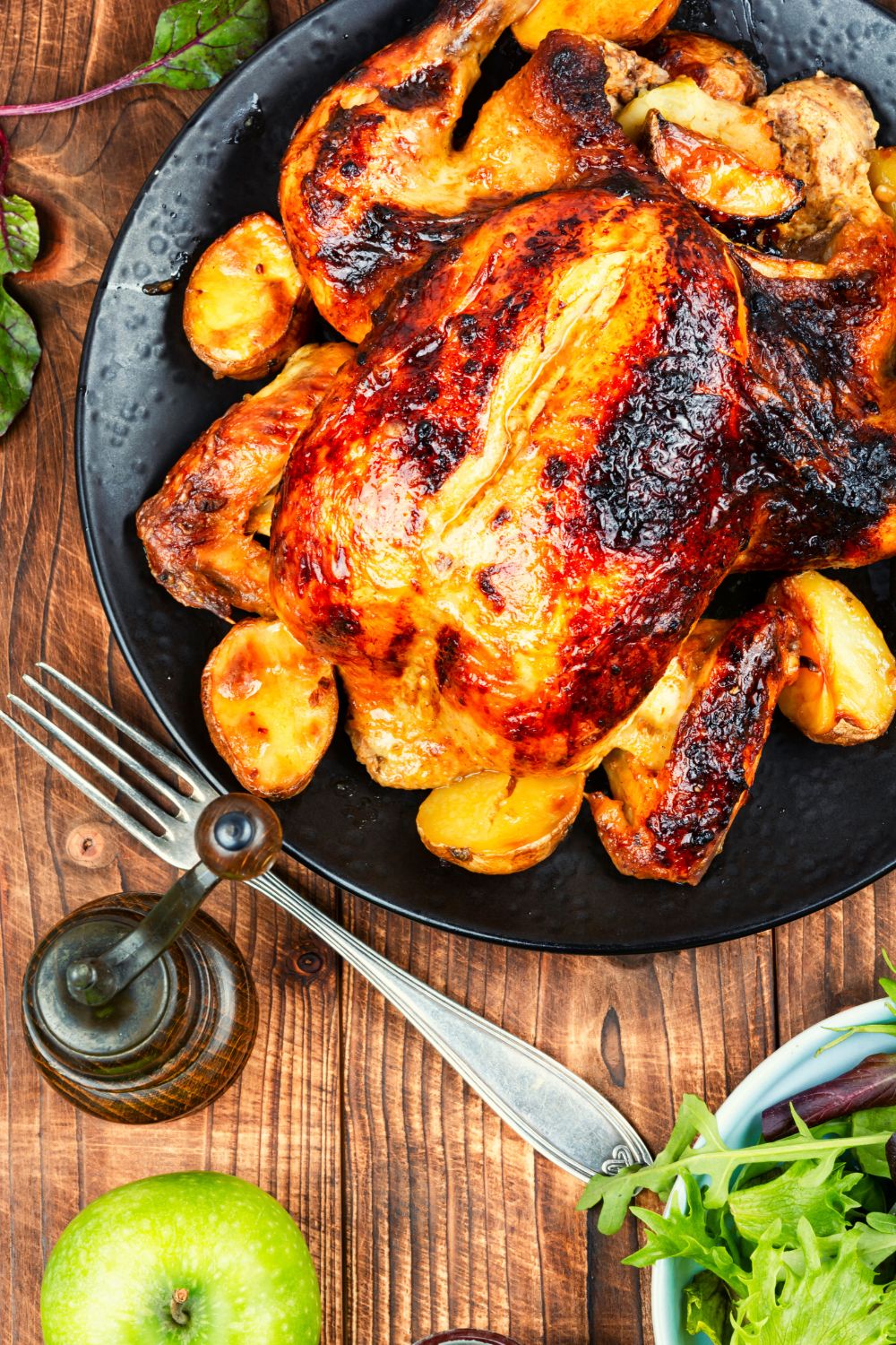 Apple-Sage Glazed Grilled Whole Turkey with Grilled Apples