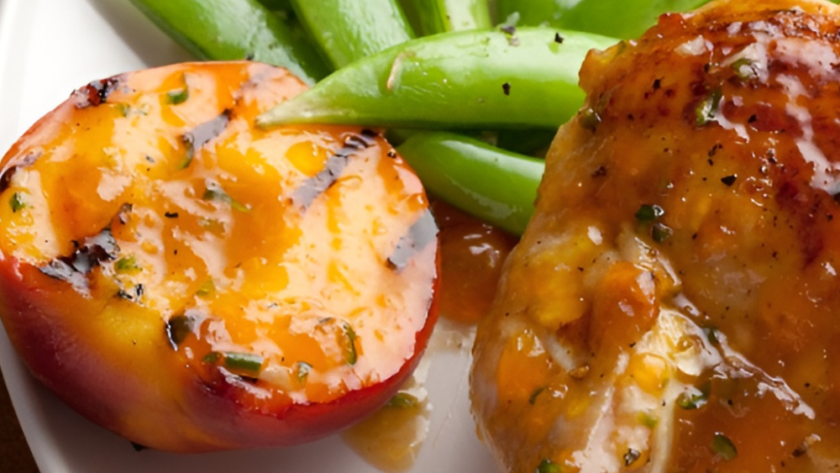 Grilled Chicken Breasts with Spicy Peach Glaze