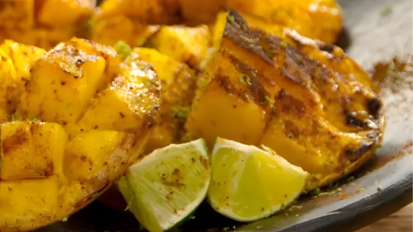 Grilled Mango with Lime, Salt and Ancho Powder