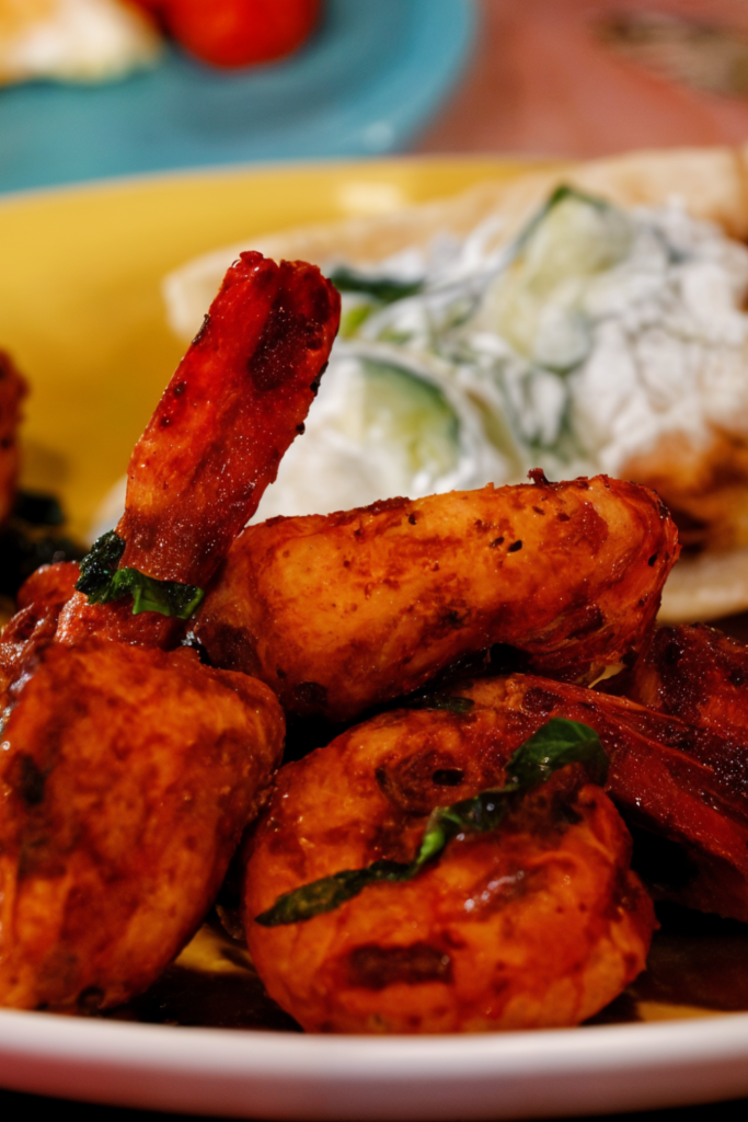 Grilled Shrimp Skewers with Cilantro-Mint Chutney