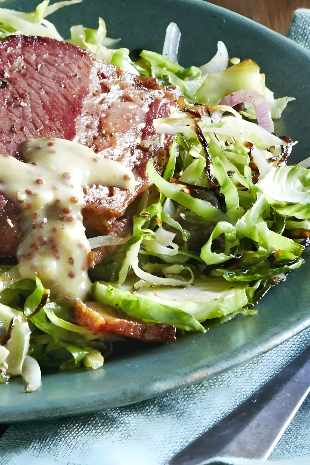 Sauteed Cabbage and Brussels Sprouts with Bacon and Caramelized Shallots