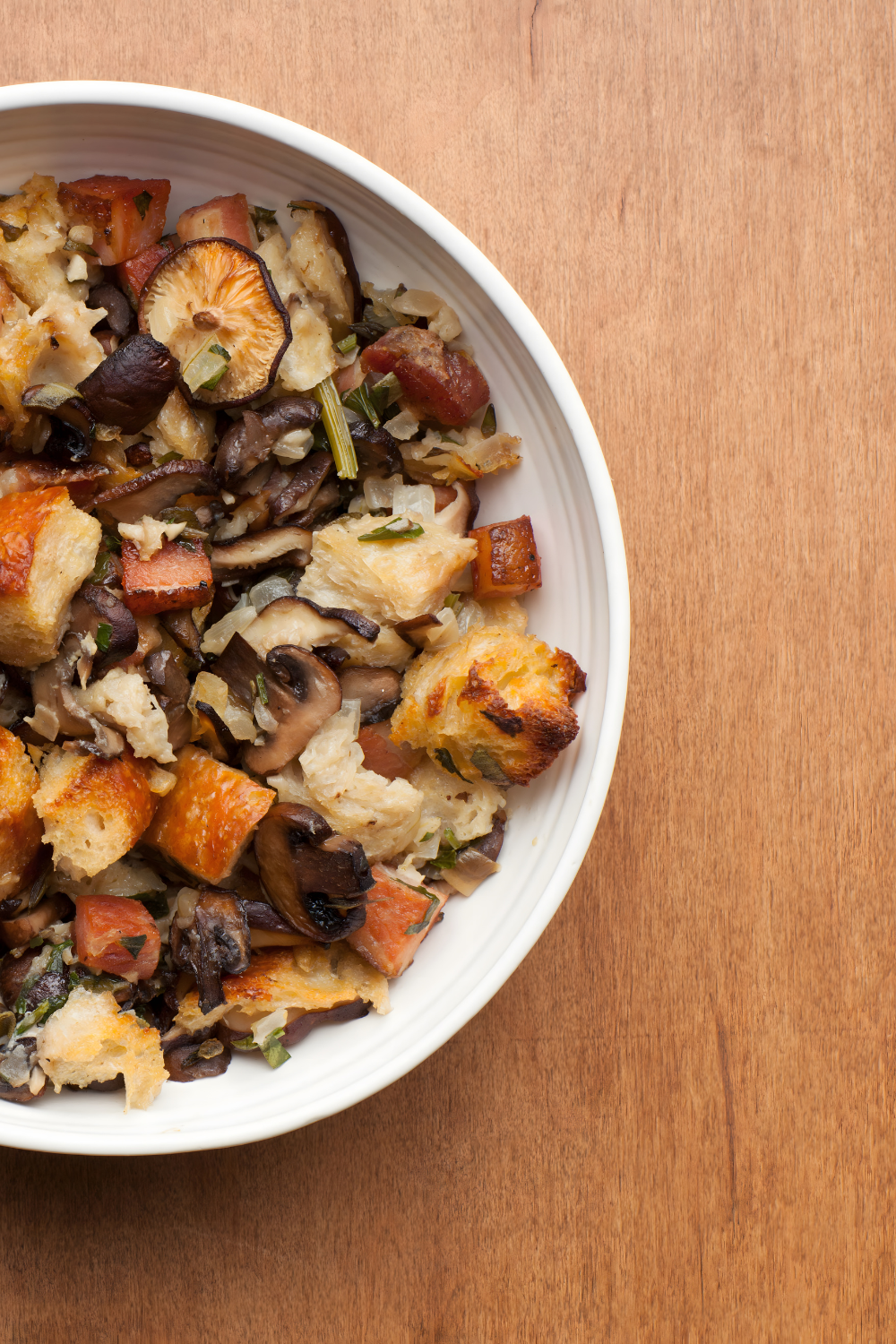 Sourdough, Wild Mushroom, and Bacon Dressing