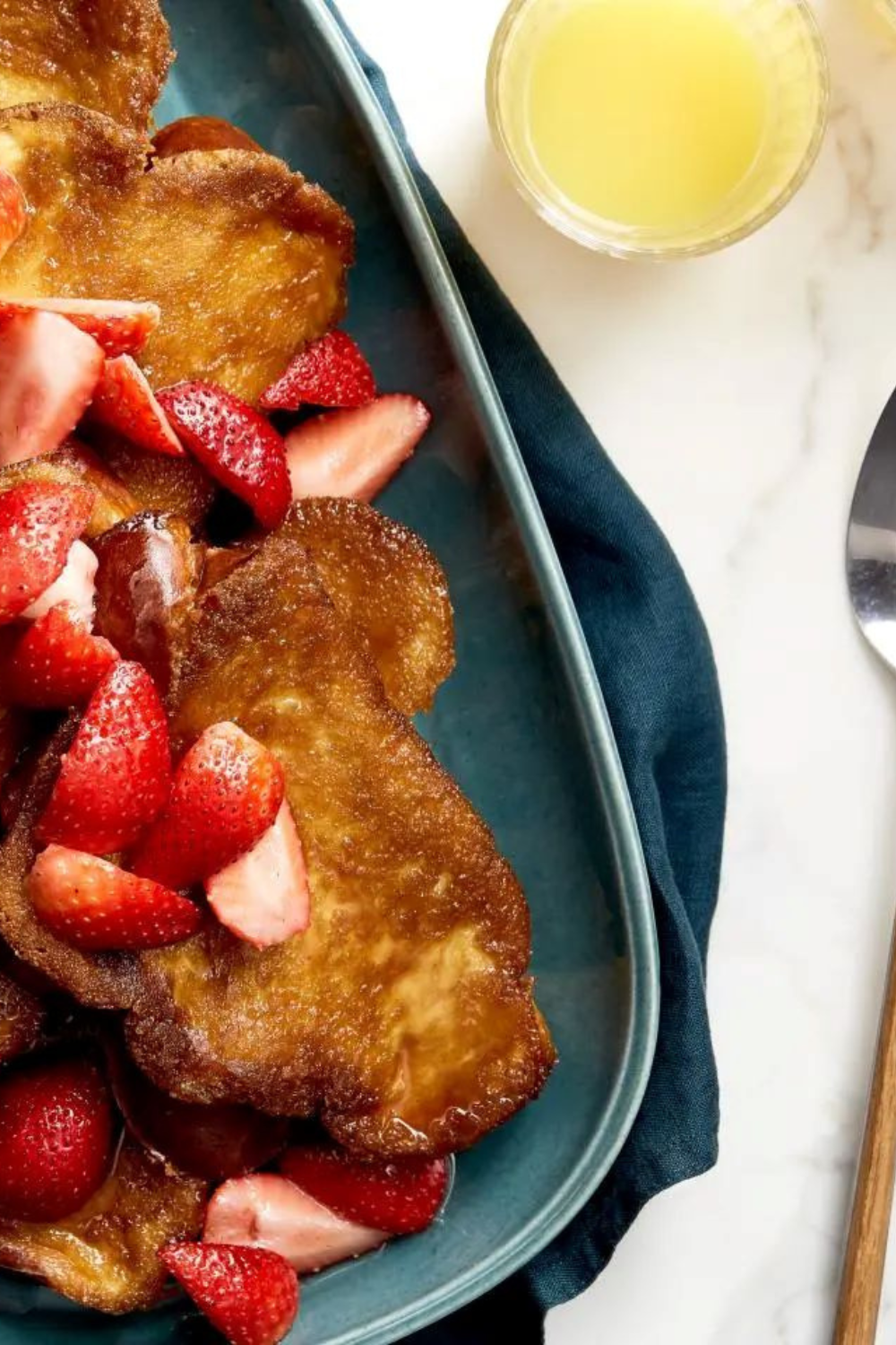 Creme Brulee French Toast with Drunken Strawberries