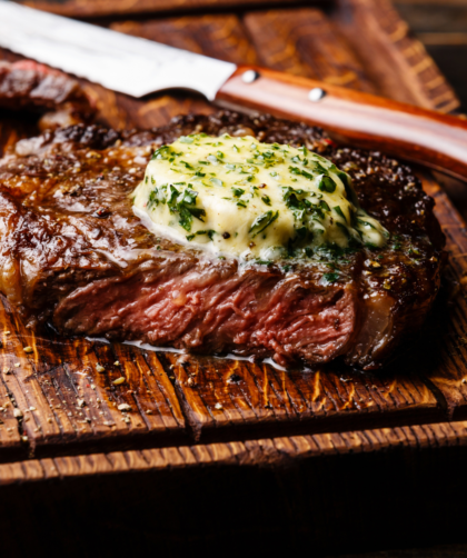 Grilled Rib-Eye Steak with Brown Butter and Blue Cheese