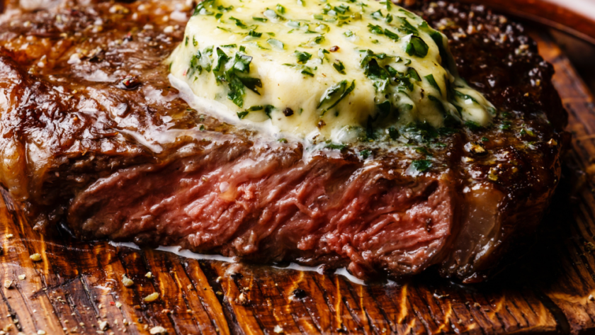 Grilled Rib-Eye Steak with Brown Butter and Blue Cheese