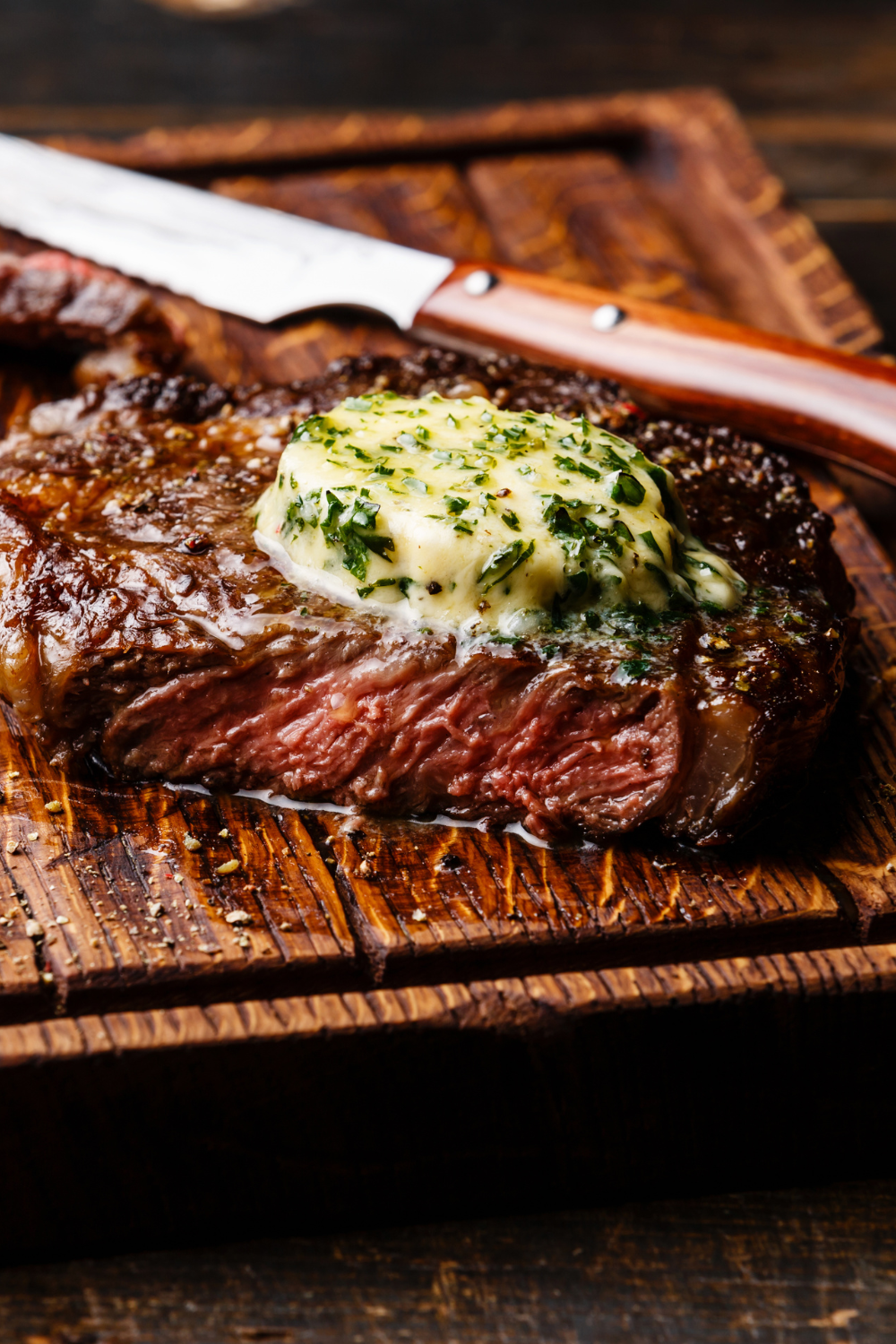 Grilled Rib-Eye Steak with Brown Butter and Blue Cheese