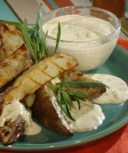 Grilled Steak Fries with Malt Vinegar Aioli