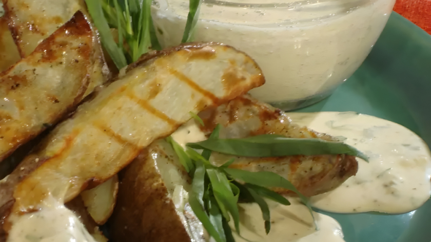 Grilled Steak Fries with Malt Vinegar Aioli