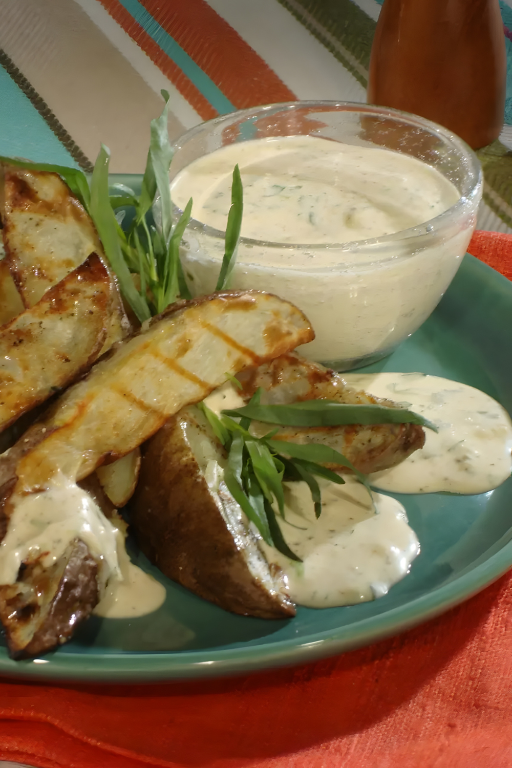 Grilled Steak Fries with Malt Vinegar Aioli