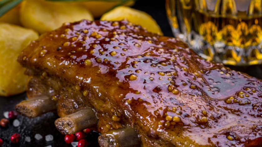 Honey-Mustard Glazed Ribs in Oven and Broiler