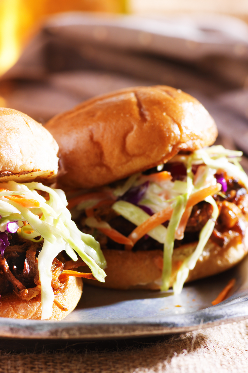 Pulled Pork Sandwich with Black Pepper Vinegar Sauce and Green Onion Slaw