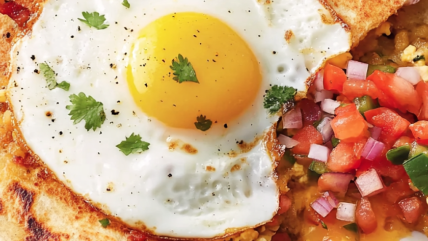 Bobby Flay Bacon and Hash Brown "Quesadilla" with Eggs