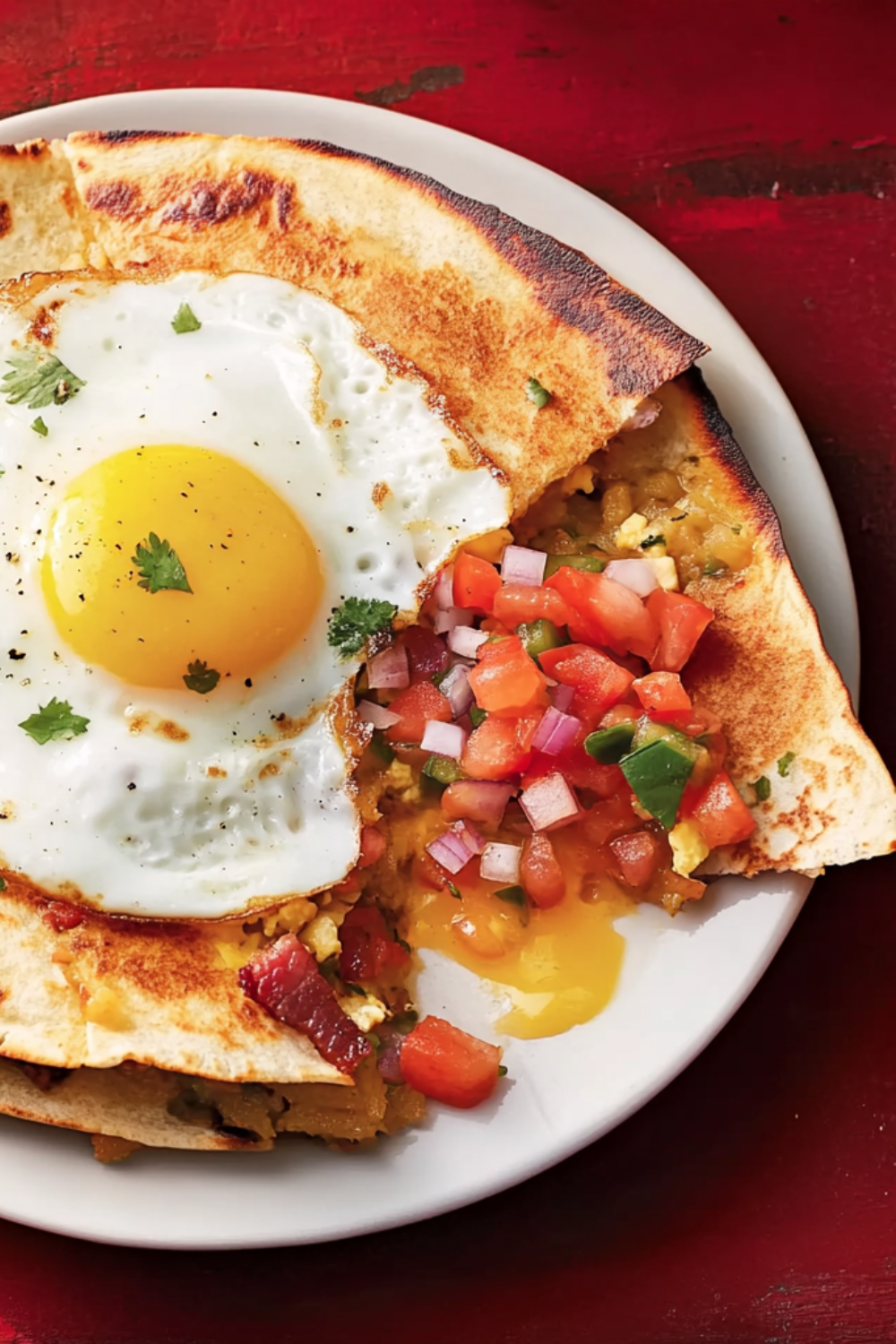 Bobby Flay Bacon and Hash Brown "Quesadilla" with Eggs