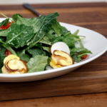 Baby Greens Salad with Ham Quiche Croutons and Maple-Cider Vinaigrette