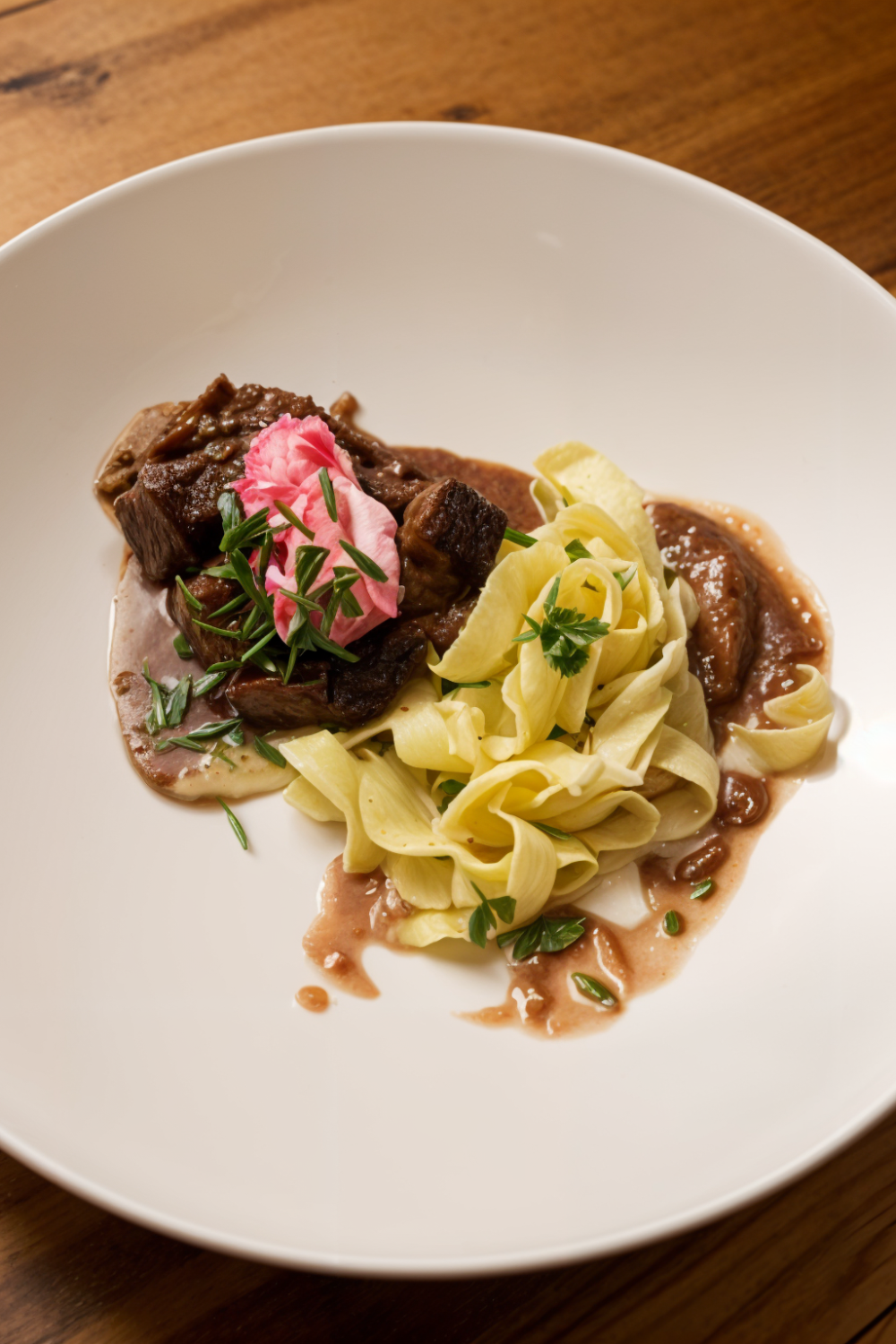 Beef Stroganoff with Beet Creme Fraiche