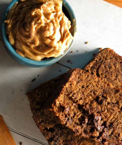 Espresso-Chocolate Chip Banana Bread with Espresso-Cinnamon Butter