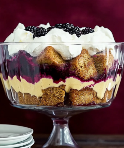 Gingerbread And Lemon Curd Trifle With Blackberry Sauce