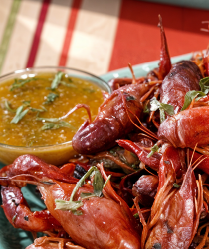 Grilled Crawfish with Spicy Tarragon Butter