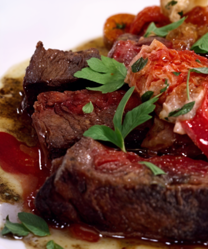 Grilled Rib-eye with Fra Diavolo Lobster Relish