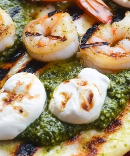 Grilled Shrimp and Cilantro Pesto Pizza