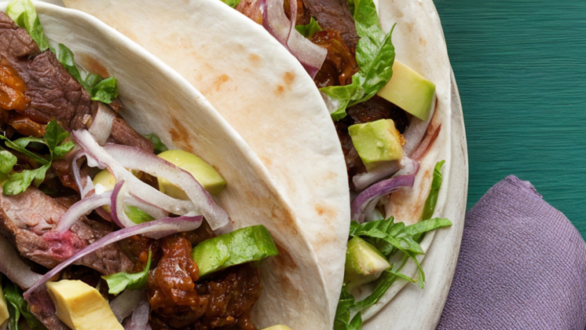 Skirt Steak Tacos with Roasted Tomato Salsa