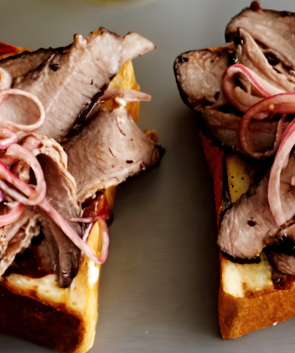 Smoked, Spice Rubbed, Texas-Style Brisket on Texas Toast