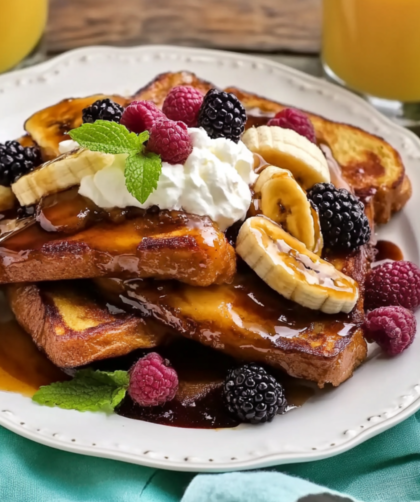 Bobby Flay Bananas Foster French Toast with Whipped Cream Cheese