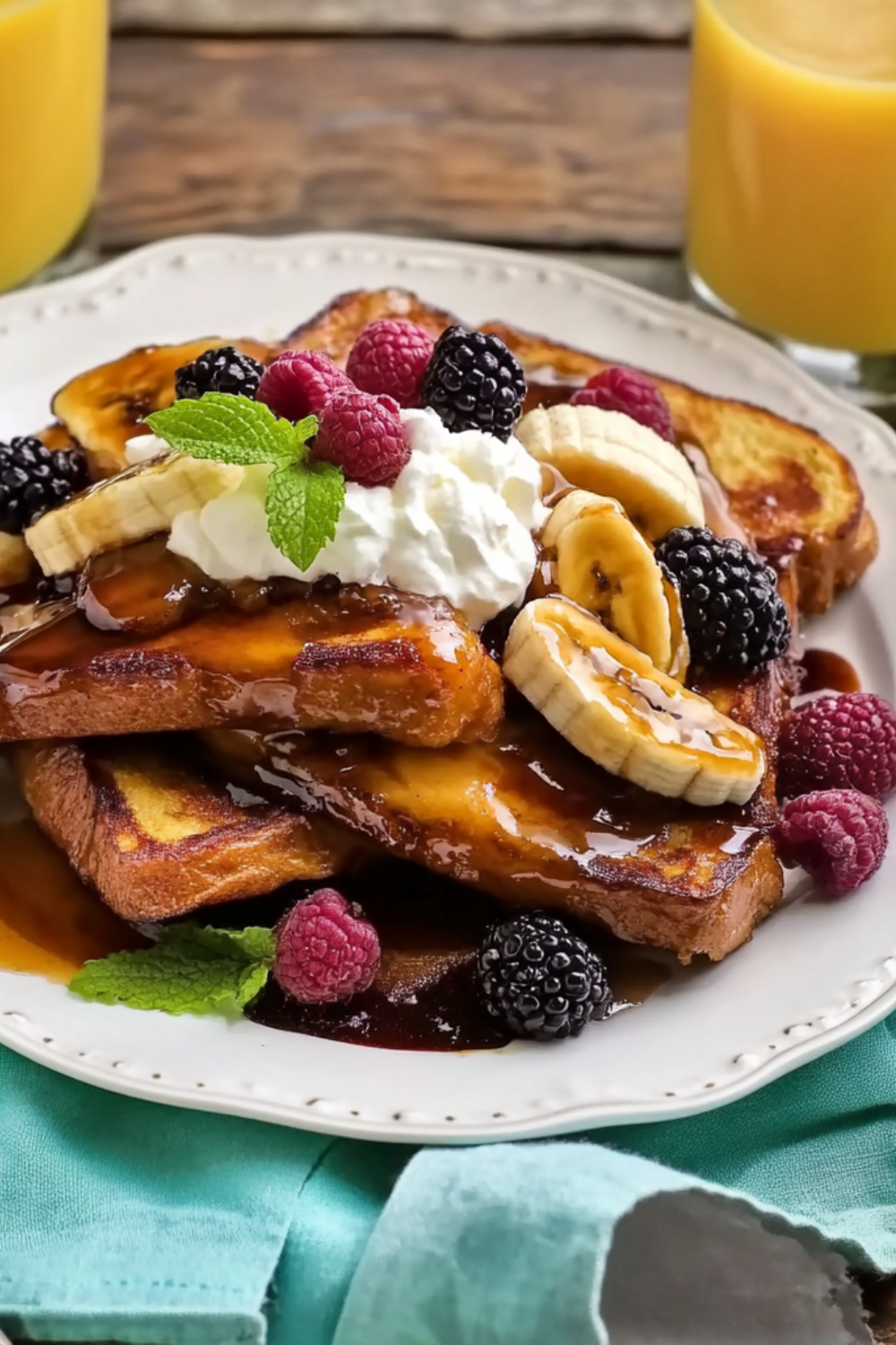 Bobby Flay Bananas Foster French Toast with Whipped Cream Cheese