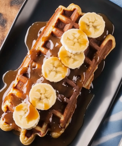 Bobby Flay Banana Bread Waffles with Bananas Foster Sauce