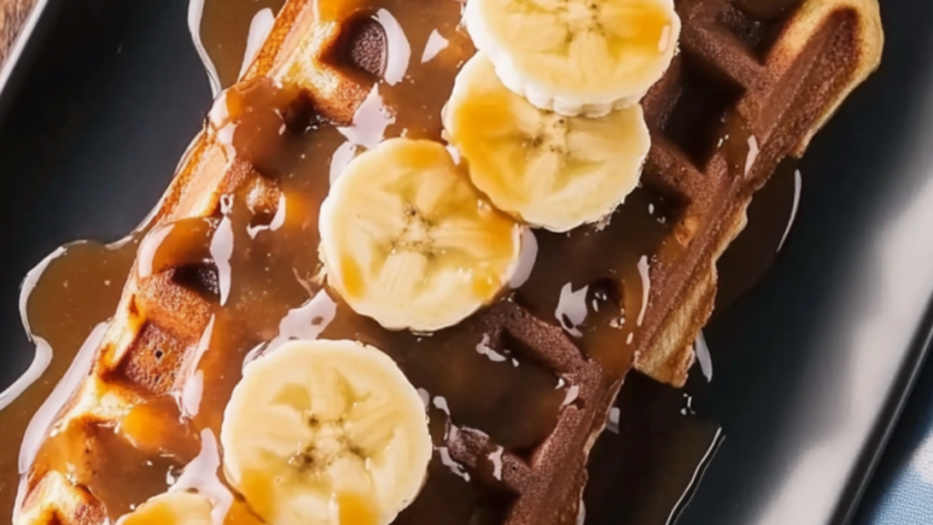 Bobby Flay Banana Bread Waffles with Bananas Foster Sauce