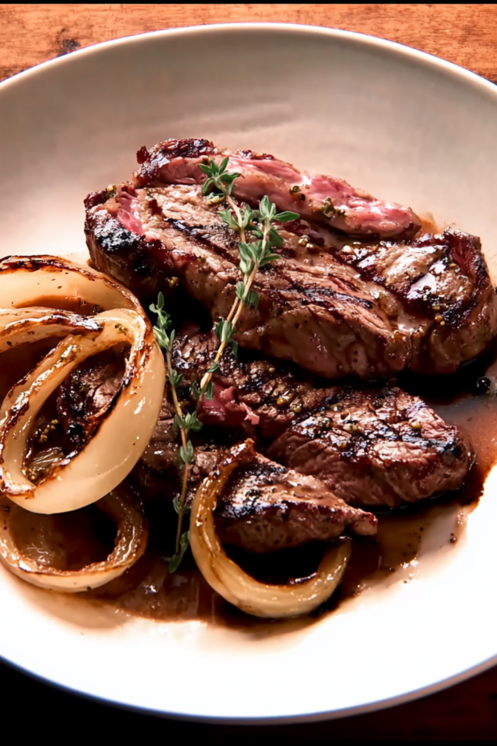 Bobby Flay Grilled Steak and Vidalia Onions with Mustard-Worcestershire Vinaigrette