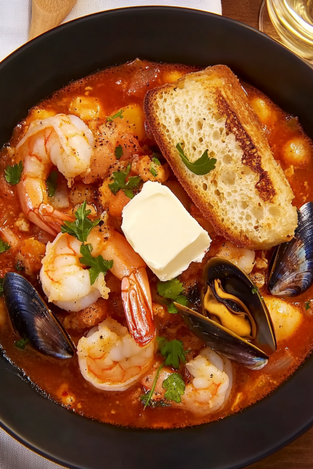 Bobby Flay Fulton Fish Market Cioppino with Sourdough Croutons