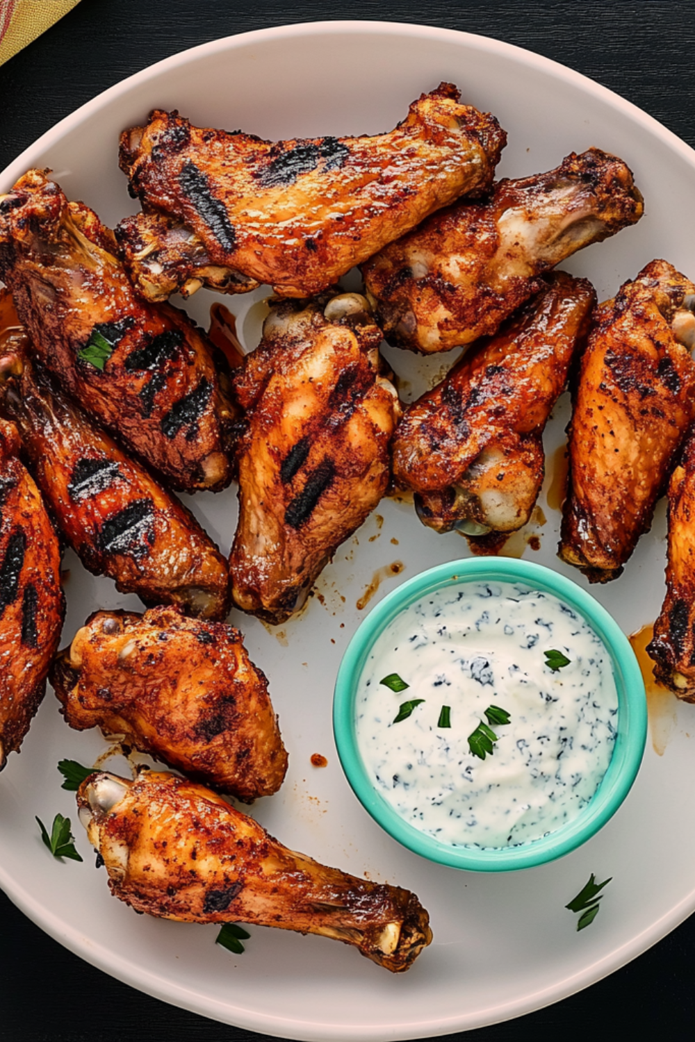 Bobby Flay Grilled Chicken Wings with Spicy Chipotle Hot Sauce and Blue Cheese-Yogurt Dipping Sauce