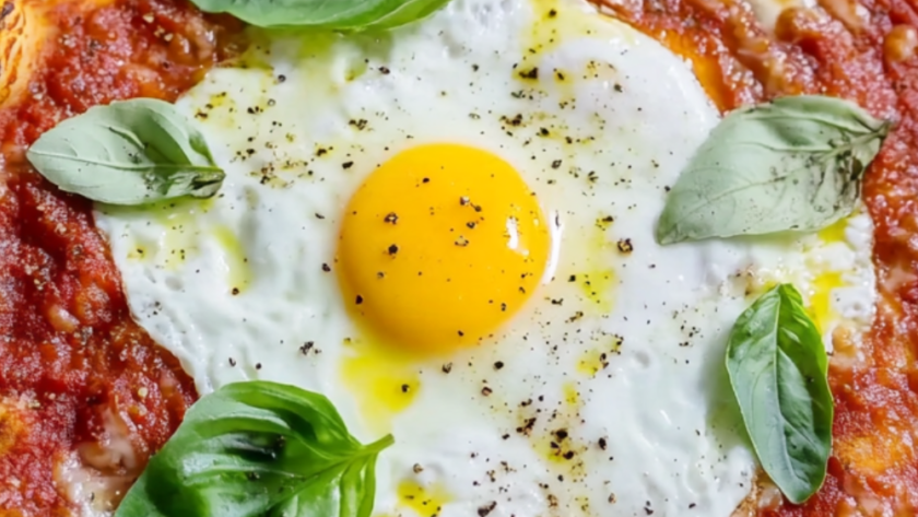 Bobby Flay Margherita Pizza with a Fried Egg