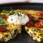 Cherry Tomato, Sausage, Arugula, Ricotta Frittata