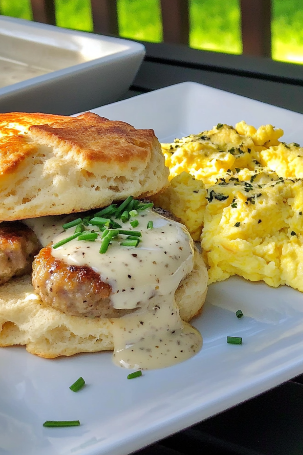 Buttermilk Biscuits with Eggs and Sausage Gravy