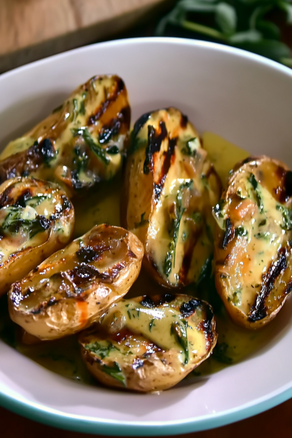 Grilled Fingerling Potatoes with Creamy Tarragon Vinaigrette