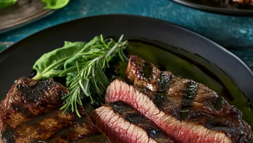 Bistecca alla Florentine with Balsamic-Rosemary Steak Sauce and Grilled Treviso with Gorgonzola