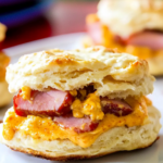 Mustard Glazed Baked Ham and Pimento Cheese Biscuits