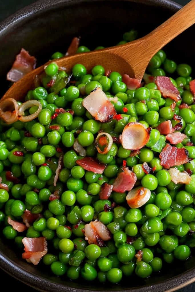 Bobby Flay Peas with Shallots and Pancetta