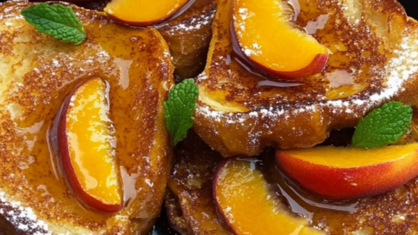 Bobby Flay Pain Perdue with Fresh Peaches and Vanilla Butter