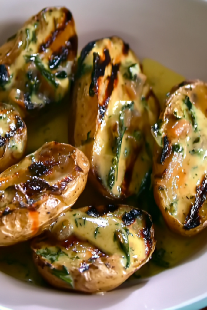 Grilled Fingerling Potatoes with Creamy Tarragon Vinaigrette